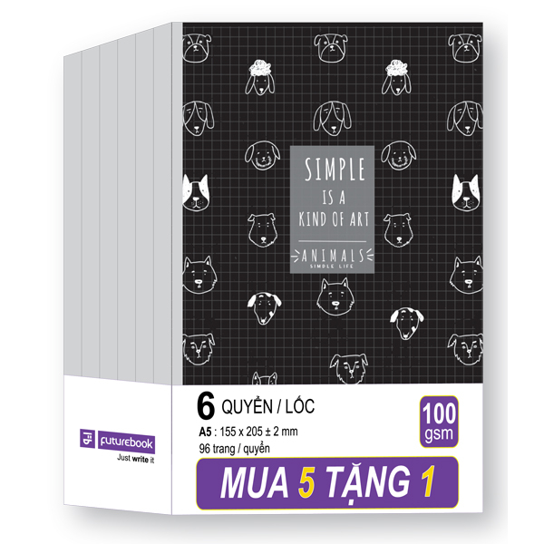 [MUA 5 TẶNG 1] Tập Học Sinh Animals A5 - 4 Ô Ly - 96 Trang 100gsm - futurebook DK021 (Mẫu Bìa Giao Ngẫu Nhiên)
