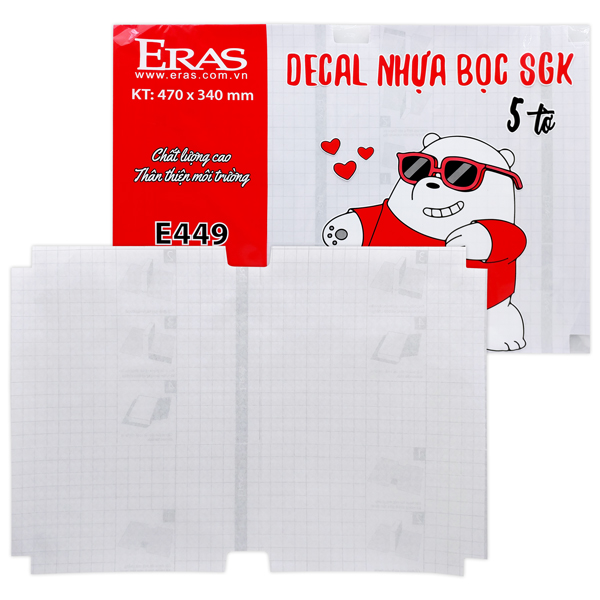 Decal Nhựa Bọc SGK A4 - 470 x 340 mm - Eras E449 (5 Tờ)