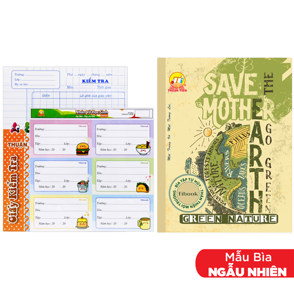 Bộ 10 Tập Học Sinh Green Nature - 4 Ô Ly - 96 Trang 80gsm - Tân Thuận Tiến + Tặng Kèm 1 Xấp Nhãn + 1 Tập Kiểm Tra (Mẫu Bìa Giao Ngẫu Nhiên)