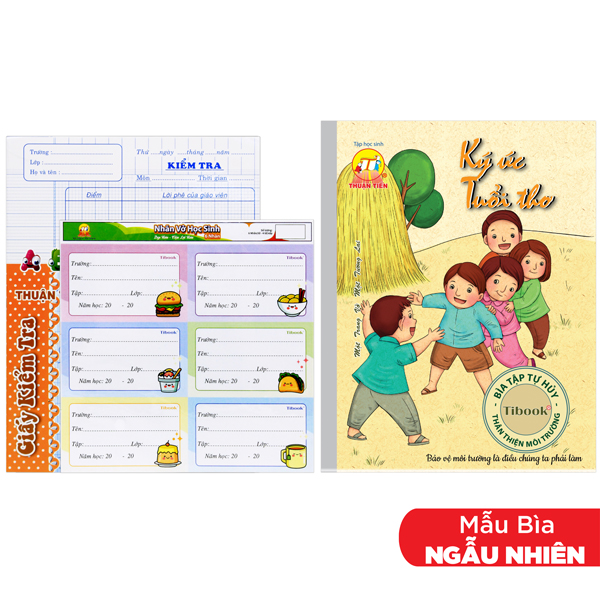 Bộ 10 Tập Học Sinh Ký Ức Tuổi Thơ - 4 Ô Ly - 96 Trang 120gsm - Tân Thuận Tiến + Tặng Kèm 1 Xấp Nhãn + 1 Tập Kiểm Tra (Mẫu Bìa Giao Ngẫu Nhiên)