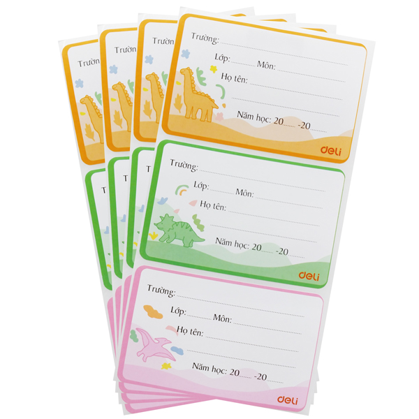 Nhãn Vở Học Sinh 3 Ô - Deli CA901 (12 Nhãn) - Mẫu 2