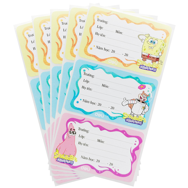 Nhãn Vở Học Sinh 3 Ô - Deli CA905 (15 Nhãn)