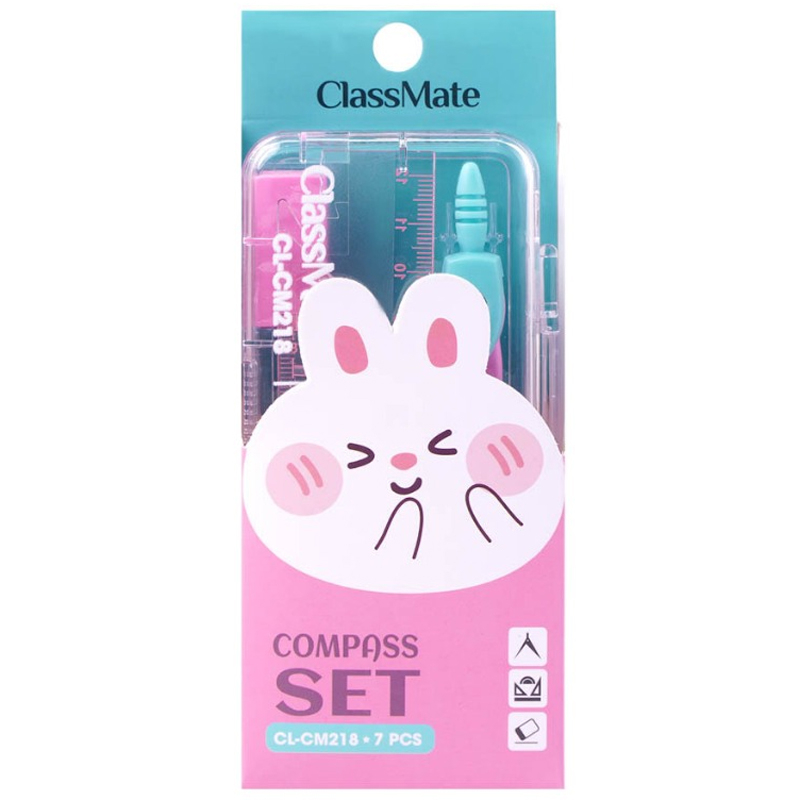 Compa Classmate Bộ Compa 7 Món - Bút Chì Kim Hình Thỏ - ClassMate CL-CM218 - Màu Hồng ...