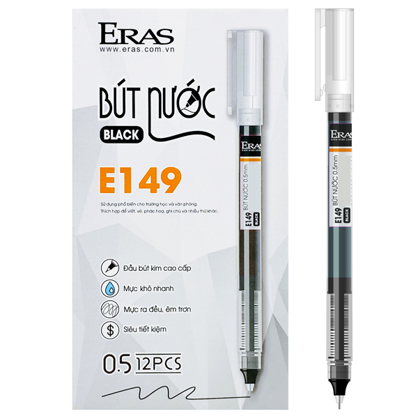 Hộp 12 Bút Nước 0.5 mm - Eras E149 - Mực Đen