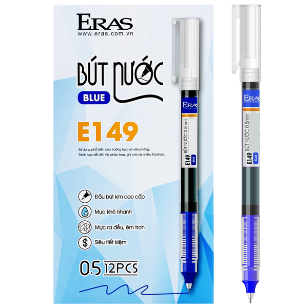 Hộp 12 Bút Nước 0.5 mm - Eras E149 - Mực Xanh