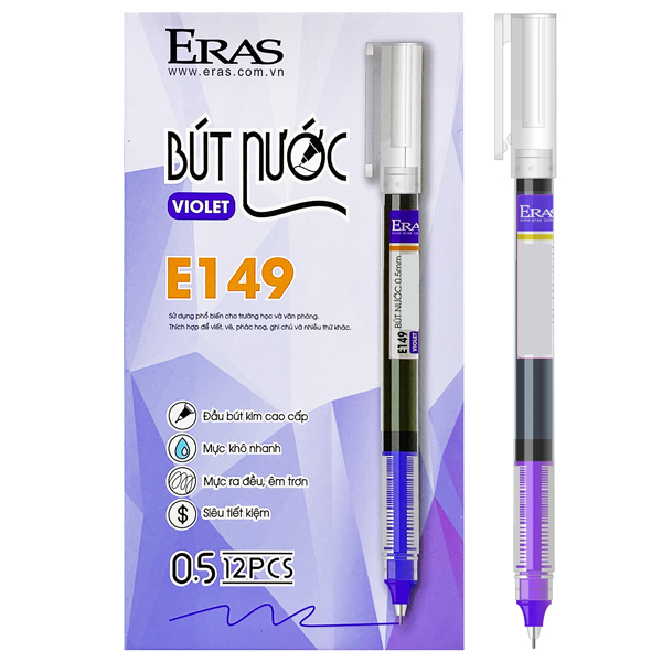 Hộp 12 Bút Nước 0.5 mm - Eras E149 - Mực Tím