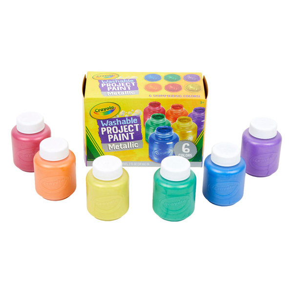 Bộ 6 Màu Nhũ Nước 59 ml - Washable Project Metallic - Dễ Tẩy Rửa - Crayola 545000