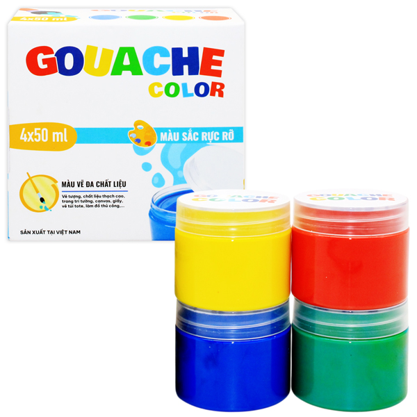 Hộp 4 Hũ Màu Nước Gouache Color 50ml - VM-C0450