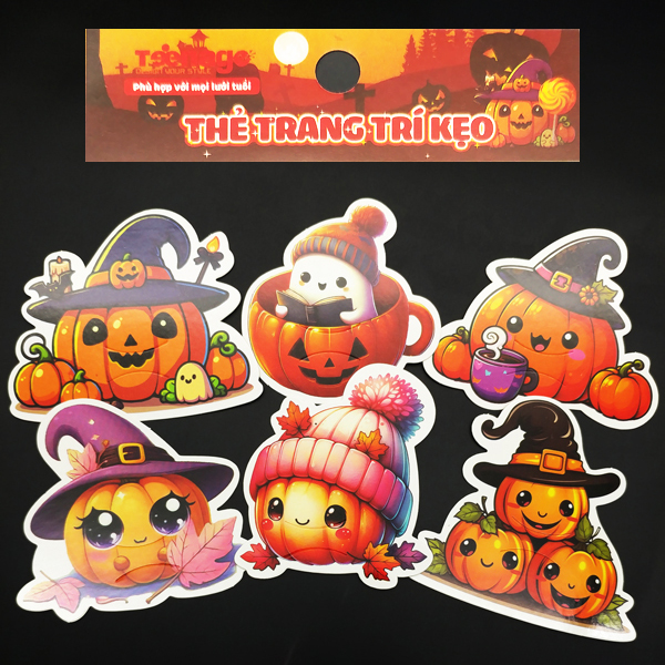 Bộ 6 Thẻ Trang Trí Kẹo Halloweens - Teenage TK-02 - Bí Ngô