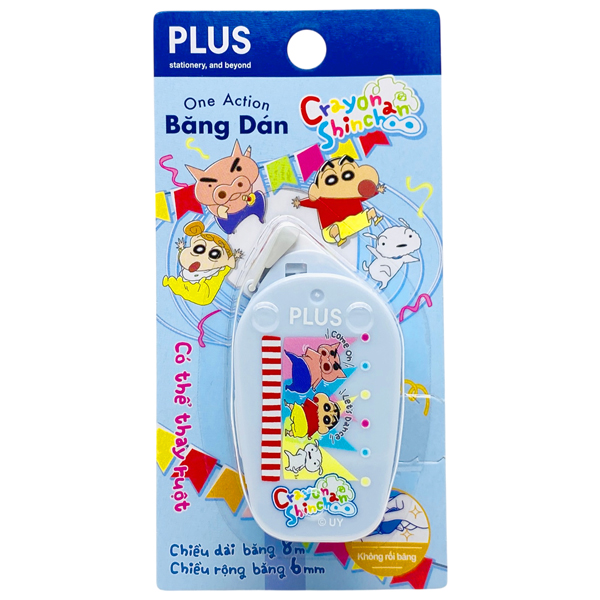 Băng Dán Hai Mặt One Action Shinchan - 6 mm x 8 m - Plus 120-V030 - Màu Xanh Dương
