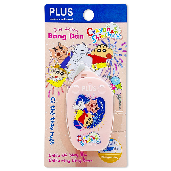 Băng Dán Hai Mặt One Action Shinchan - 6 mm x 8 m - Plus 120-V030 - Màu Hồng