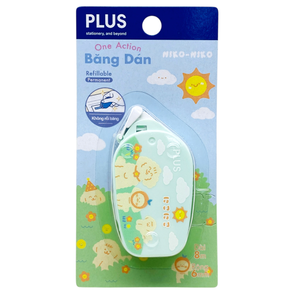 Băng Dán 2 Mặt Dạng Lăn Norino Coro - 8 m x 6 mm - Plus 120-V031 - Màu Xanh Lá