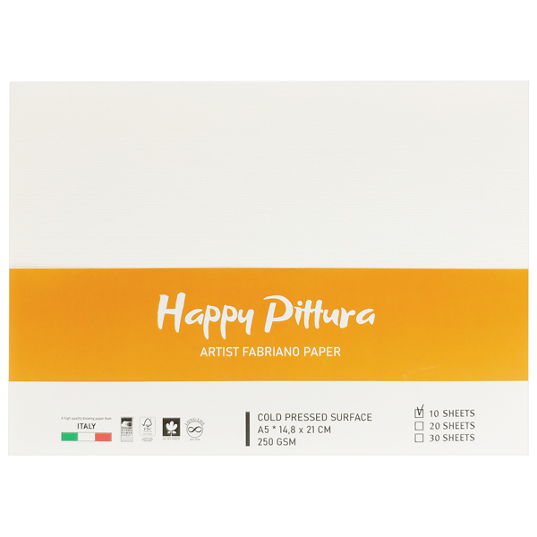 Bộ 10 Tờ Giấy Vẽ A5 250gsm - Happy Pittura HA250A5