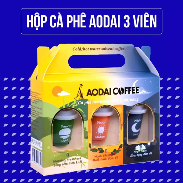 Hộp 3 Viên Cafe Hòa Tan Sấy Thăng Hoa Nguyên Chất - Từ Hạt Robusta - Hộp 3 viên Mix Café - AODAI COFFEE