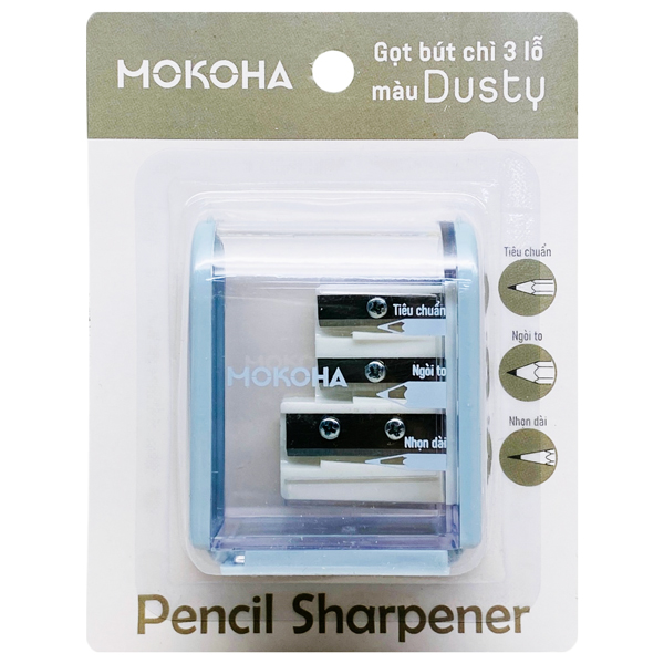 Gọt Bút Chì 3 Lỗ Màu Dusty - Mokoha M-PS001 - Màu Xanh