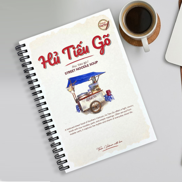 Sổ Lò Xo A6 - Taste Of Việt Nam - Kẻ Ngang - 170 Trang 70gsm - Space Art - Hủ Tiếu Gõ