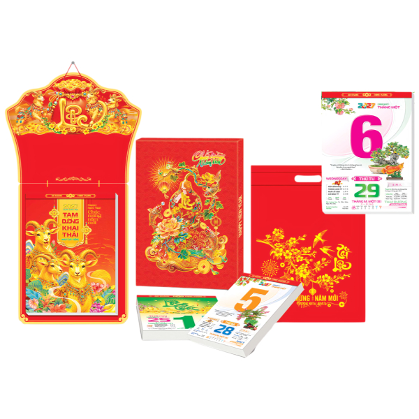 Lịch Siêu Cực Đại Đặc Biệt 2027 - Tam Dương Khai Thái - Đầu Chữ Lộc - 38 x 54 cm - Hoa Niên HN01