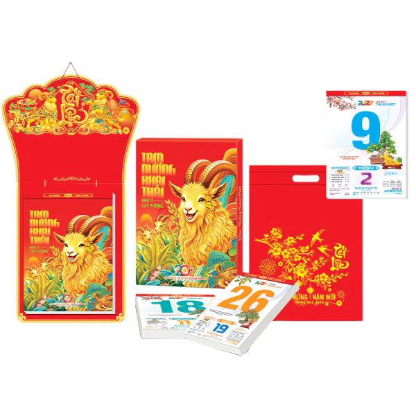 Lịch Siêu Đại 2027 - Tam Dương Khai Thái - Đầu Chữ Tài Lộc - 20 x 30 cm - Hoa Niên HN07