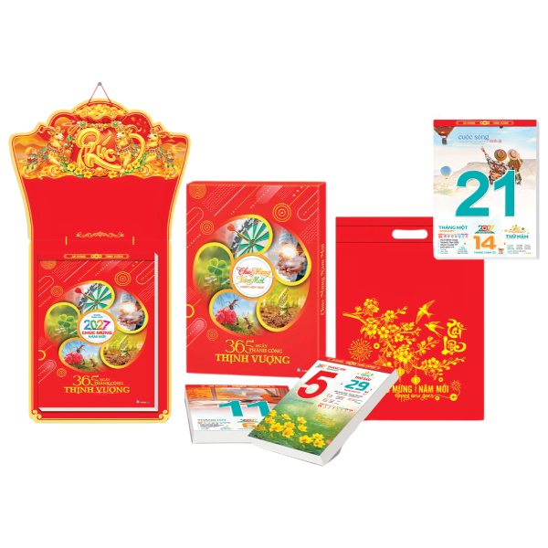 Lịch Siêu Đại 2027 - 365 Ngày Thành Công Thịnh Vượng - Đầu Chữ Phúc - 20 x 30 cm - Hoa Niên HN08