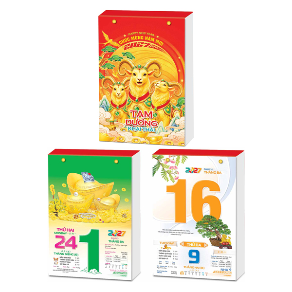 Lịch Bloc Đại Lở 2027 - Tam Dương Khai Thái - Như Ý Cát Tường - 13 x 19 cm - Hoa Niên HN13