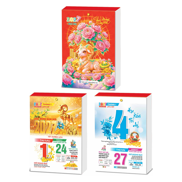 Lịch Bloc Trung Màu 2027 - Phong Thủy Cát Tường - 10 x 14 cm - Hoa Niên HN14