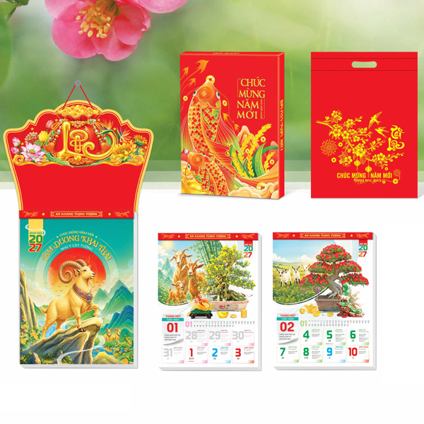 Lịch Bloc 52 Tuần 2027 - Tam Dương Khai Thái - Đầu Chữ Lộc - 30 x 40 cm - Hoa Niên HN15