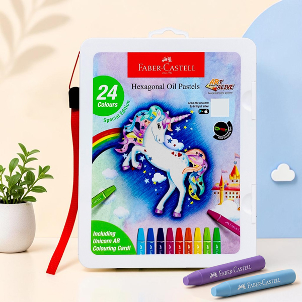 Hộp 24 Bút Sáp Dầu Lục Giác Kèm Chuốt Chì - Unicorn - Faber-Castell 120089AU
