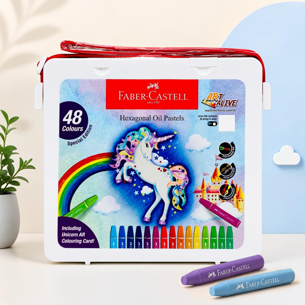 Hộp 48 Bút Sáp Dầu Lục Giác Kèm Chuốt Chì - Unicorn - Faber-Castell 120090NU