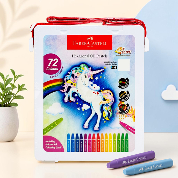 HộP 72 Bút Sáp Dầu Lục Giác Kèm Chuốt Chì - Unicorn - Faber-Castell 120172U