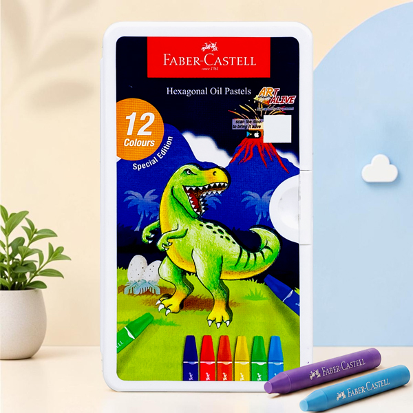 Hộp 12 Bút Sáp Dầu Lục Giác - Dinosaur - Faber-Castell 120063OND