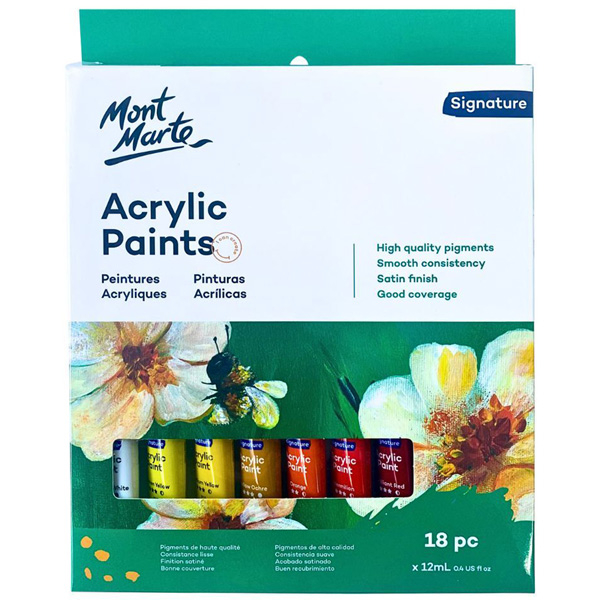 Bộ 18 Màu Vẽ Acrylic 12 ml - Mont Marte PMHS0033