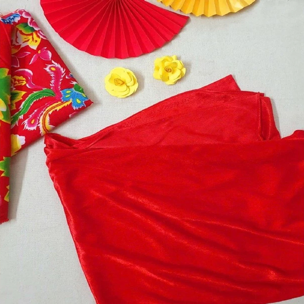 Vải Nhung Trang Trí Tết - 1m x 1m6 - Vinacraft - Màu Đỏ