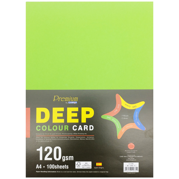 Tập 100 Giấy Màu A4 120gsm 5 Màu - Campap CA4781