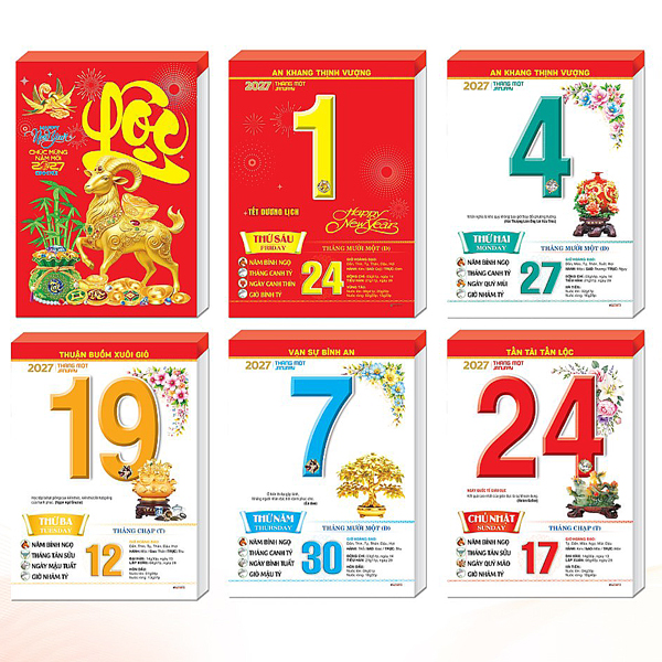 Lịch Bloc Trung Màu 2027 - Phong Thủy - Tài Lộc - 10.5 x 14.5 cm - Đại Việt Á DVA19