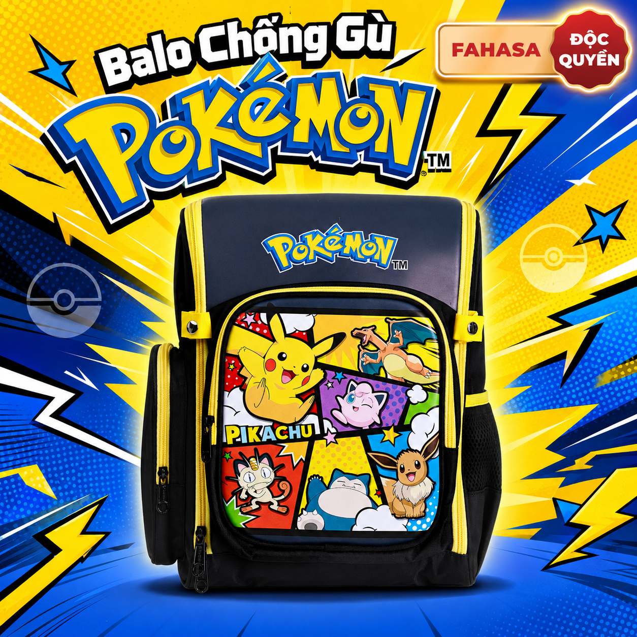 Ba Lô Chống Gù Pokemon - Siêu Nhẹ, Bảo Vệ Cột Sống - Thiên Long BP-036/PKM