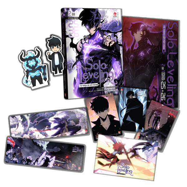 Boxset Manhwa Solo Leveling - Tôi Thăng Cấp Một Mình - Tập 25 + Tập 26 (Hộp 2 Tâp) - Special Edition (2 In 1) - Tặng Kèm 2 Nam Châm + 2 Bookmark PVC + 3 Postcard + 1 Bìa Áo Metalize