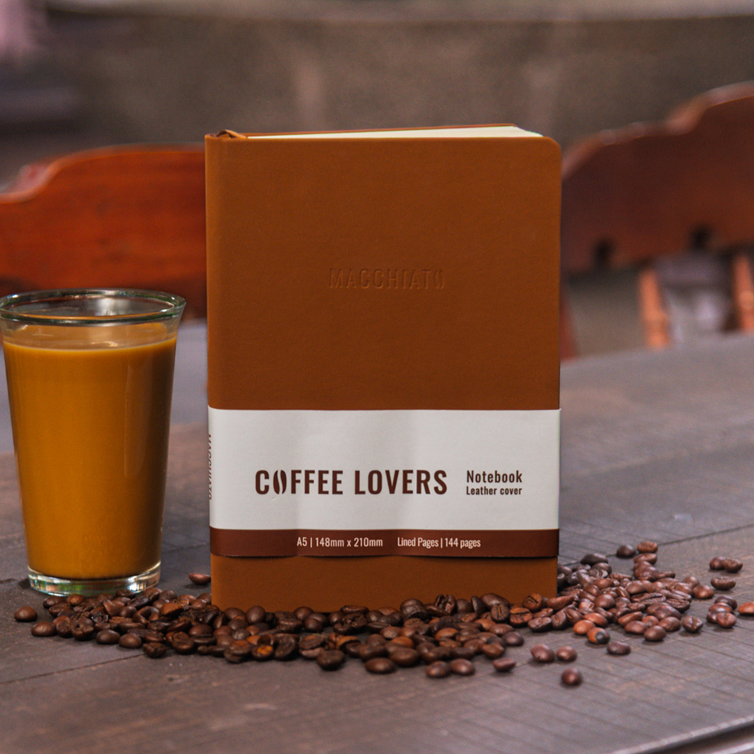Sổ Da Bìa Cứng Coffee Lovers A5 - Kẻ Ngang - 144 Trang 100gsm - The Sun - Macchiato