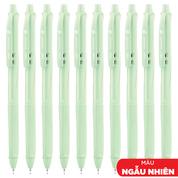 Combo 10 Bút Bi Dầu Đầu Mini 0.7 mm - Deli EQ117C-BK - Mực Đen (Màu Thân Bút Giao Ngẫu Nhiên)