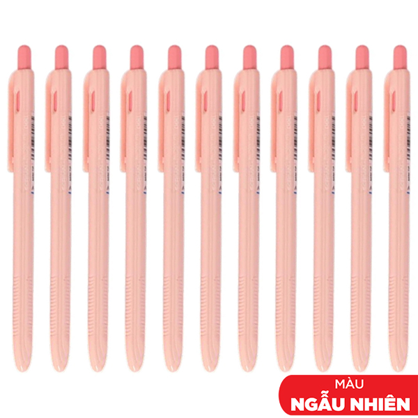 Combo 10 Bút Bi Dầu Đầu Mini 0.7 mm - Deli EQ107C-BK - Mực Đen (Màu Thân Bút Giao Ngẫu Nhiên)