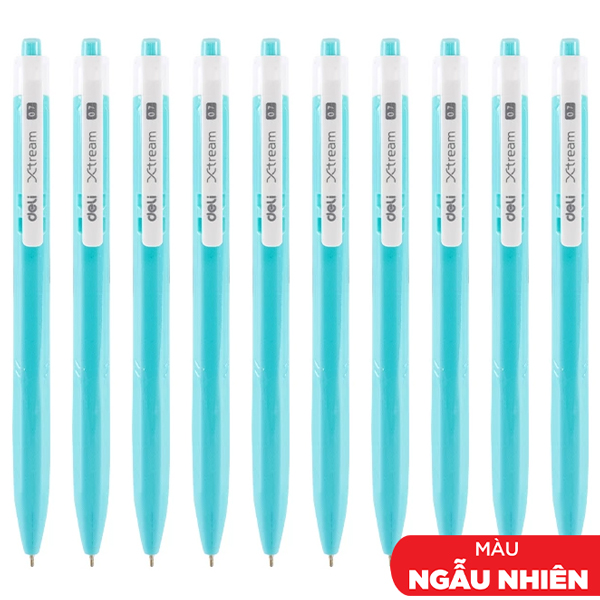 Combo 10 Bút Bi Dầu 0.7 mm - Deli EQ03336-BK - Mực Đen (Màu Thân Bút Giao Ngẫu Nhiên)