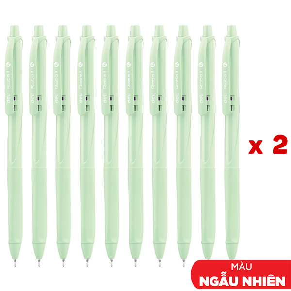 Combo 20 Bút Bi Dầu Đầu Mini 0.7 mm - Deli EQ117C-BK - Mực Đen (Màu Thân Bút Giao Ngẫu Nhiên)