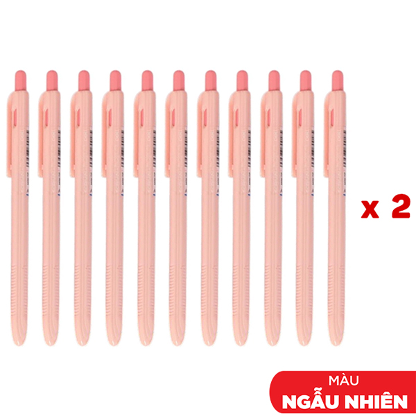 Combo 20 Bút Bi Dầu Đầu Mini 0.7 mm - Deli EQ107C-BK - Mực Đen (Màu Thân Bút Giao Ngẫu Nhiên)
