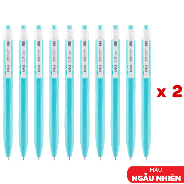 Combo 20 Bút Bi Dầu 0.7 mm - Deli EQ03336-BK - Mực Đen (Màu Thân Bút Giao Ngẫu Nhiên)