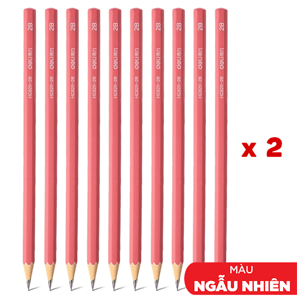 Combo 20 Bút Chì Lục Giác Chuyển Màu 2B - Deli HC820-2B - Màu Hồng