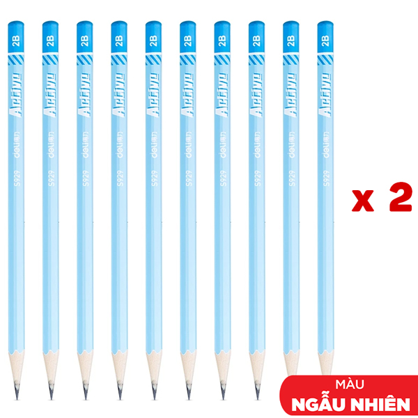 Combo 20 Bút Chì Gỗ 2B - Deli S929 (Mẫu Màu Giao Ngẫu Nhiên)