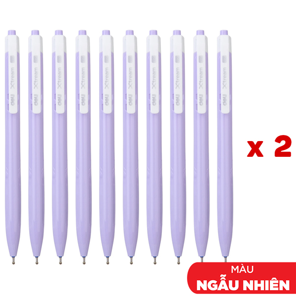 Combo 20 Bút Bi Bấm Xtream Màu Pastel 0.7 mm - Deli Q033 - Mực Xanh (Màu Thân Bút Giao Ngẫu Nhiên)