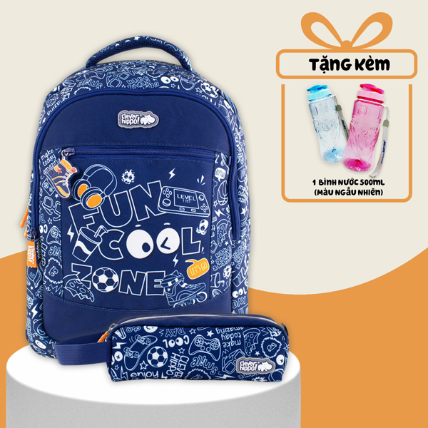 Combo Ba Lô Activego + Bóp Viết Cool & Fun Clever Hippo - Trung Học (Tặng Kèm Bình Nước 500ml)