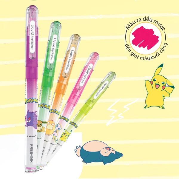 Combo 5 Bút Dạ Quang Pokémon Đủ Màu - Thiên Long HL-020/PKM
