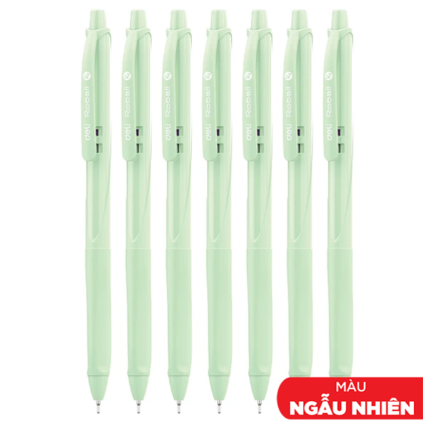 Combo 7 Bút Bi Dầu Đầu Mini 0.7 mm - Deli EQ117C-BK - Mực Đen (Màu Thân Bút Giao Ngẫu Nhiên)