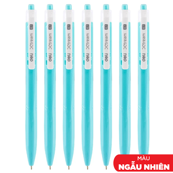 Combo 7 Bút Bi Dầu 0.7 mm - Deli EQ03336-BK - Mực Đen (Màu Thân Bút Giao Ngẫu Nhiên)